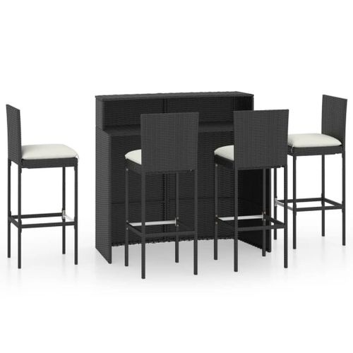 Vidaxl Ensemble De Bar De Jardin Avec Coussins 5 Pcs Noir