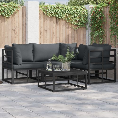 Vidaxl Ensemble De Canap De Jardin 5 Pcs Noir 70 X 70 X 32 Cm
