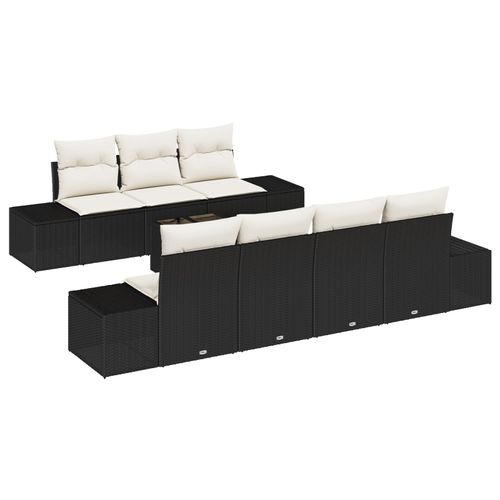 Vidaxl Ensemble De Canap De Jardin 8 Pices Avec Coussins Noir Poly Ratte