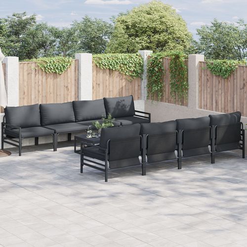 Vidaxl Ensemble De Canap De Jardin Avec Coussin Avec Oreiller 9 Pcs Anthracite
