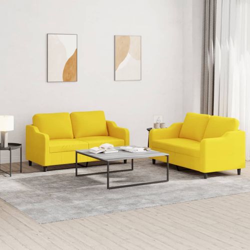 Vidaxl Ensemble De Canaps 2 Pcs Avec Coussins Jaune Clair Tissu