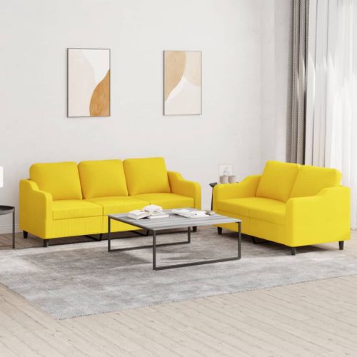 Vidaxl Ensemble De Canaps 2 Pcs Avec Coussins Jaune Clair Tissu