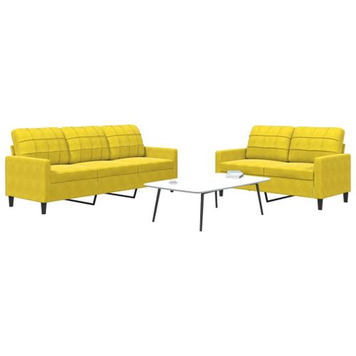 Vidaxl Ensemble De Canaps 2 Pcs Avec Coussins Jaune Velours