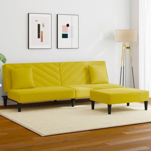 Vidaxl Ensemble De Canaps 2 Pcs Avec Coussins Jaune Velours