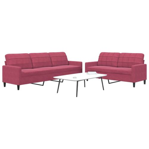 Vidaxl Ensemble De Canaps 2 Pcs Avec Coussins Rouge Bordeaux Velours