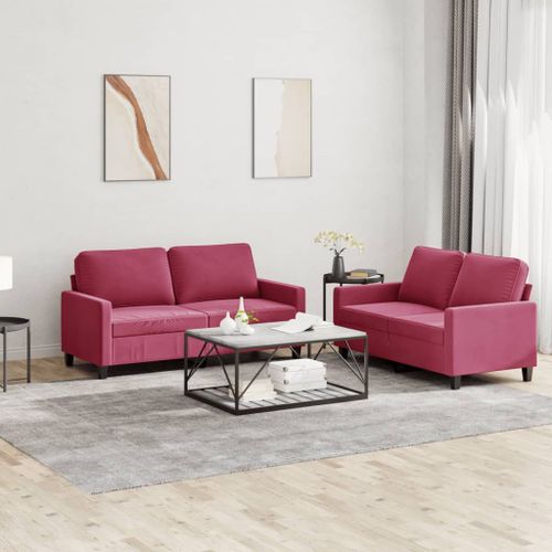 Vidaxl Ensemble De Canaps 2 Pcs Avec Coussins Rouge Bordeaux Velours