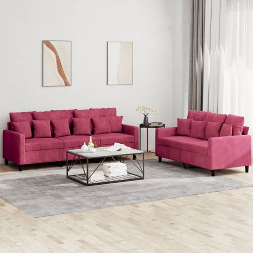 Vidaxl Ensemble De Canaps 2 Pcs Avec Coussins Rouge Bordeaux Velours