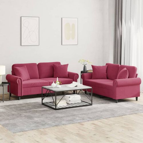 Vidaxl Ensemble De Canaps 2 Pcs Avec Coussins Rouge Bordeaux Velours