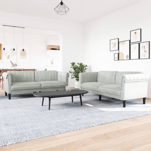 Vidaxl Ensemble De Canaps 2 Pcs Gris Clair Velours