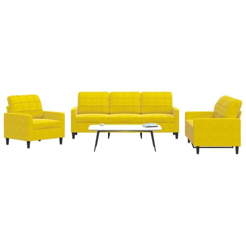 Vidaxl Ensemble De Canaps 3 Pcs Avec Coussins Jaune Velours