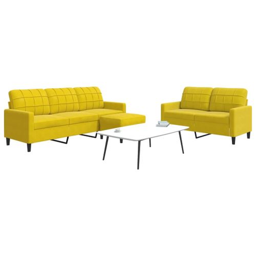 Vidaxl Ensemble De Canaps 3 Pcs Avec Coussins Jaune Velours