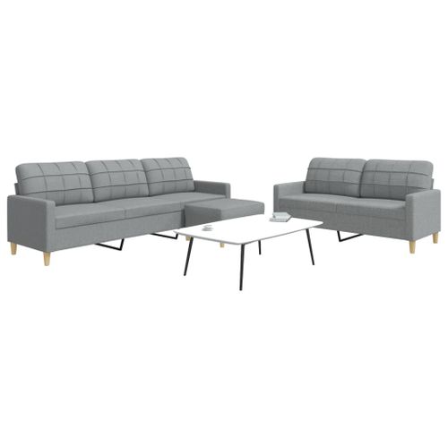 Vidaxl Ensemble De Canaps 3 Pcs Avec Repose-Pied Gris Clair Tissu