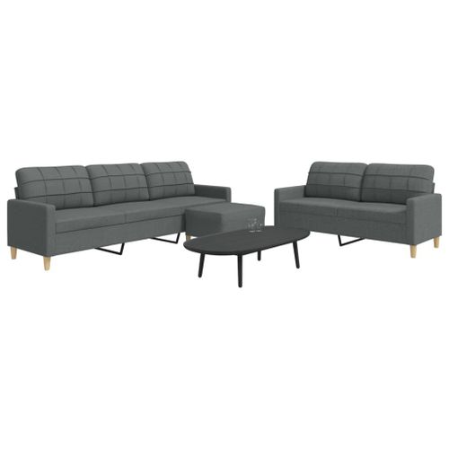 Vidaxl Ensemble De Canaps 3 Pcs Avec Repose-Pied Gris Fonc Tissu