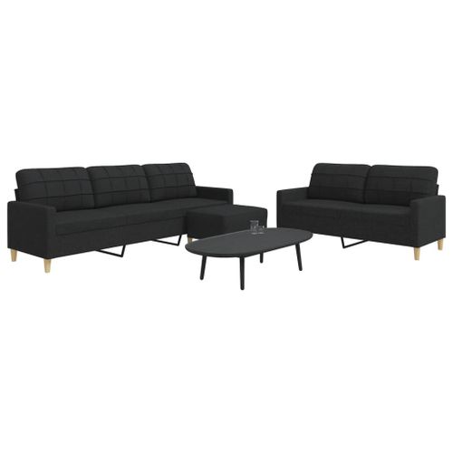 Vidaxl Ensemble De Canaps 3 Pcs Avec Repose-Pied Noir Tissu