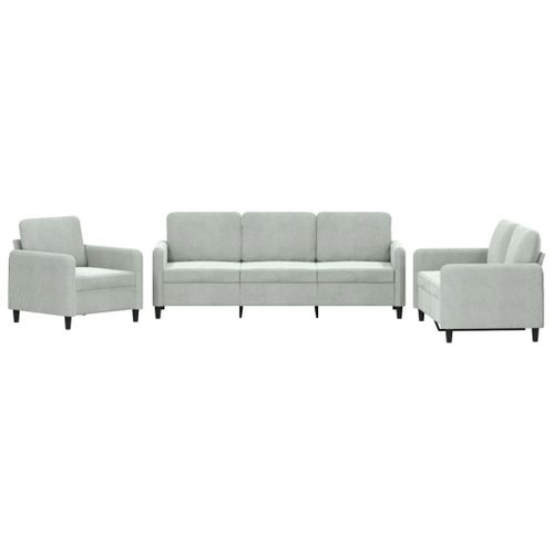 Vidaxl Ensemble De Canaps 3 Pcs Gris Clair Velours