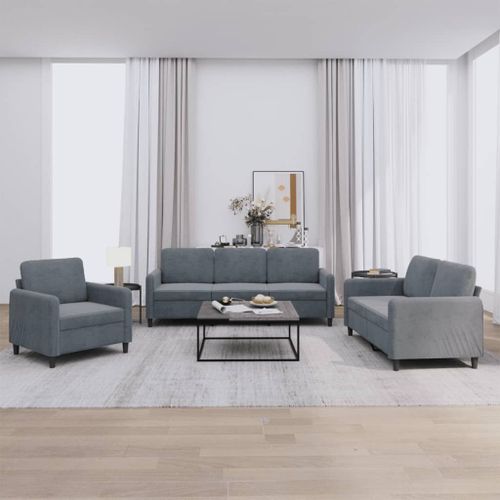 Vidaxl Ensemble De Canaps 3 Pcs Gris Fonc Velours