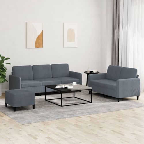 Vidaxl Ensemble De Canaps 3 Pcs Gris Fonc Velours