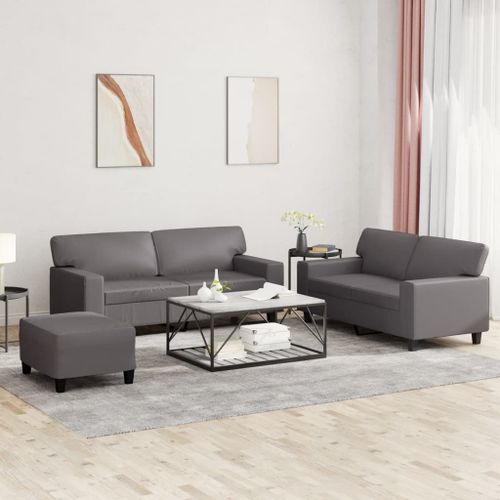 Vidaxl Ensemble De Canaps 3 Pcs Gris Similicuir