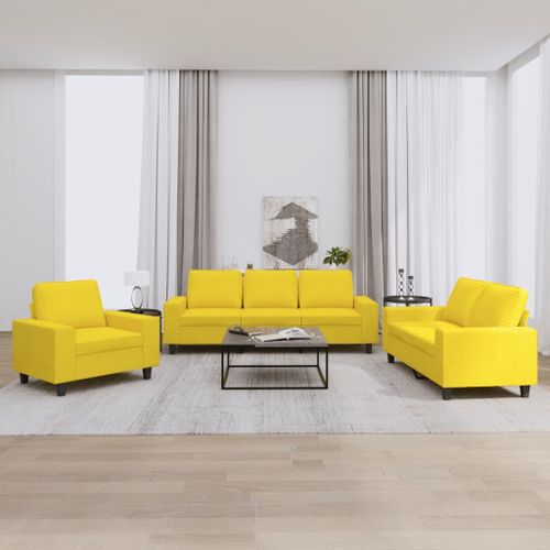 Vidaxl Ensemble De Canaps 3 Pcs Jaune Clair Tissu