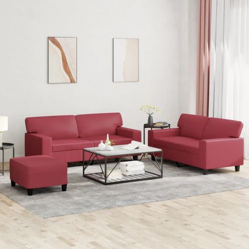 Vidaxl Ensemble De Canaps 3 Pcs Rouge Bordeaux Similicuir
