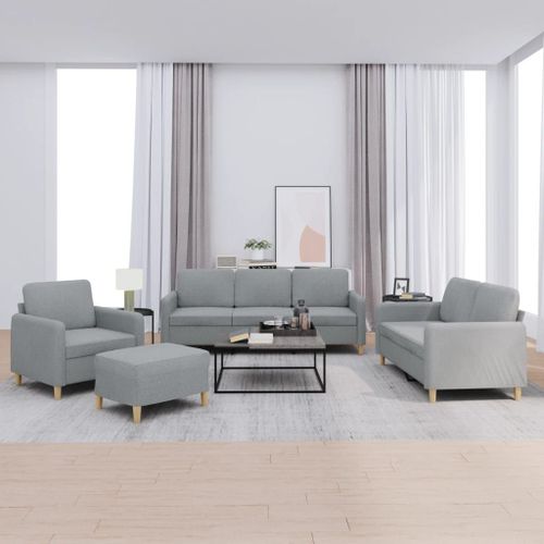 Vidaxl Ensemble De Canaps 4 Pcs Avec Coussins Gris Clair Tissu