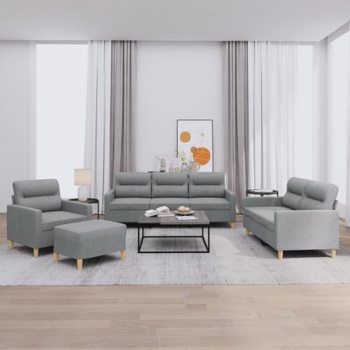 Vidaxl Ensemble De Canaps 4 Pcs Avec Coussins Gris Clair Tissu