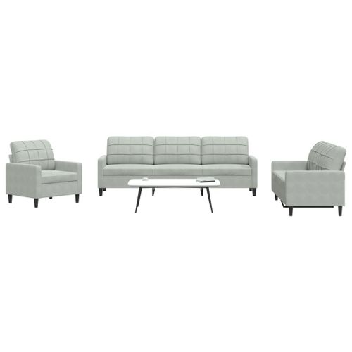 Vidaxl Ensemble De Canaps 4 Pcs Avec Coussins Gris Clair Velours