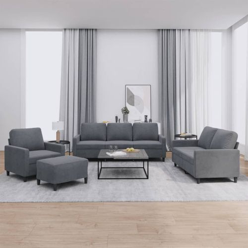 Vidaxl Ensemble De Canaps 4 Pcs Avec Coussins Gris Fonc Velours