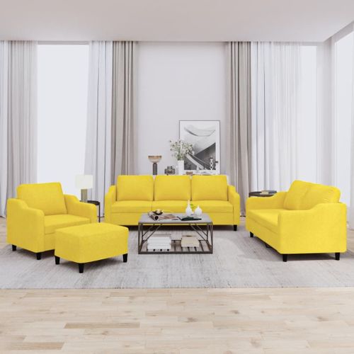 Vidaxl Ensemble De Canaps 4 Pcs Avec Coussins Jaune Clair Tissu