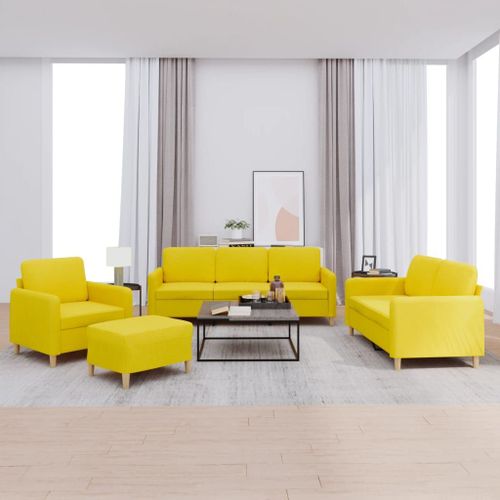 Vidaxl Ensemble De Canaps 4 Pcs Avec Coussins Jaune Clair Tissu