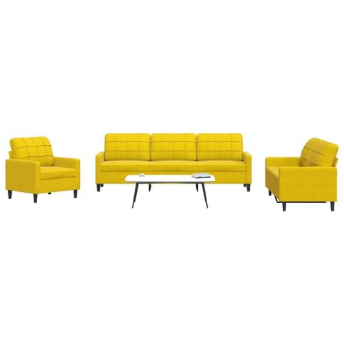 Vidaxl Ensemble De Canaps 4 Pcs Avec Coussins Jaune Velours