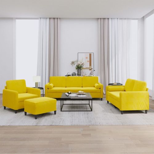 Vidaxl Ensemble De Canaps 4 Pcs Avec Coussins Jaune Velours