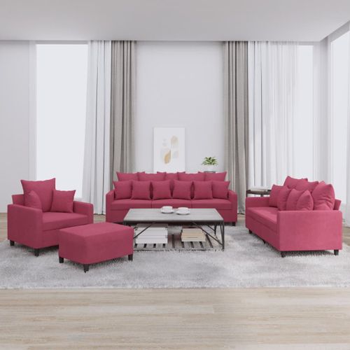 Vidaxl Ensemble De Canaps 4 Pcs Avec Coussins Rouge Bordeaux Velours