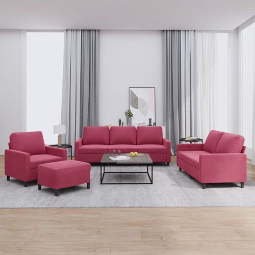 Vidaxl Ensemble De Canaps 4 Pcs Avec Coussins Rouge Bordeaux Velours