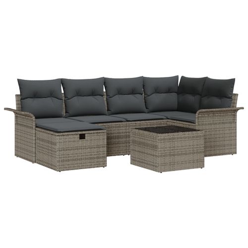 Vidaxl Ensemble De Canaps De Jardin 7 Pices Avec Coussins Gris En Poly Ratte