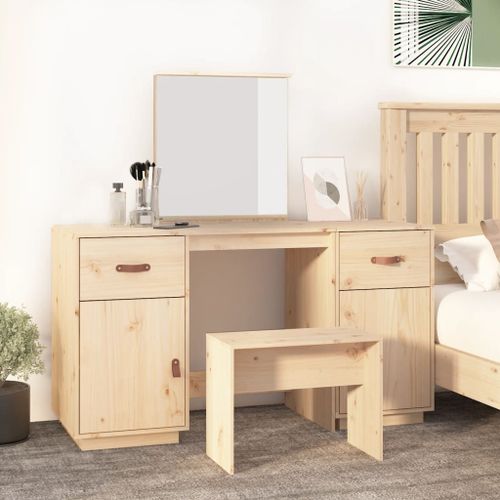 Vidaxl Ensemble De Coiffeuse Avec Miroir Bois De Pin Solide