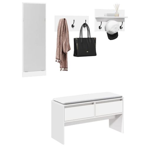 Vidaxl Ensemble De Meubles De Couloir 4 Pcs Blanc Bois D'ingnierie