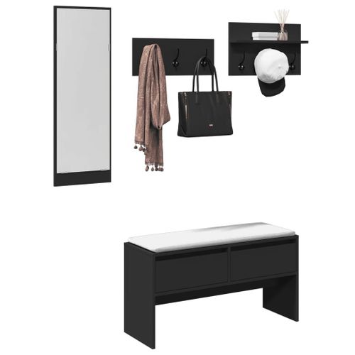 Vidaxl Ensemble De Meubles De Couloir 4 Pcs Noir Bois D'ingnierie