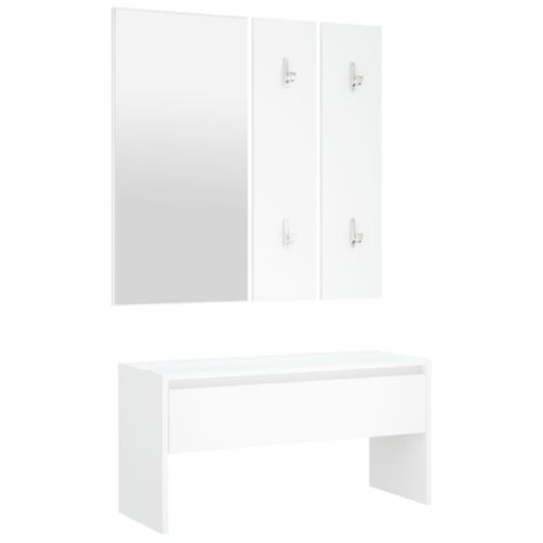 Vidaxl Ensemble De Meubles De Couloir Blanc Bois D'ingnierie
