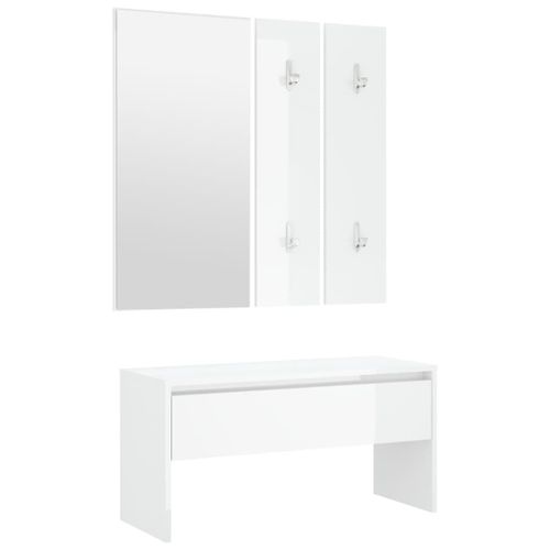Vidaxl Ensemble De Meubles De Couloir Blanc Brillant Bois D'ingnierie