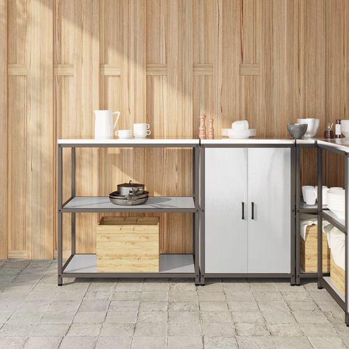 Vidaxl Ensemble De Rangement Cuisine 2 Pcs Argent 150 X 50 X 92 Cm