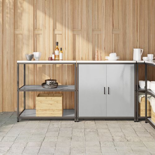 Vidaxl Ensemble De Rangement Cuisine 2 Pcs Argent 150 X 50 X 92 Cm