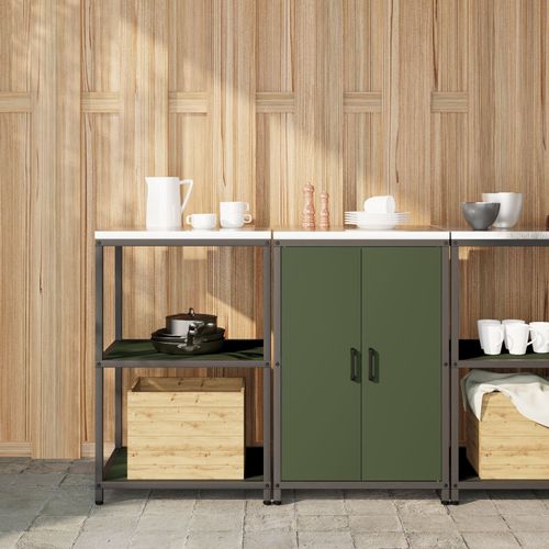 Vidaxl Ensemble De Rangement Cuisine 2 Pcs Vert Olive 120 X 50 X 92 Cm