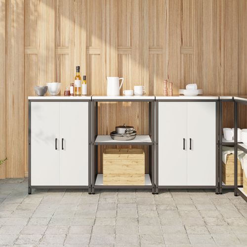 Vidaxl Ensemble De Rangement Cuisine 3 Pcs Blanc 180 X 50 X 92 Cm