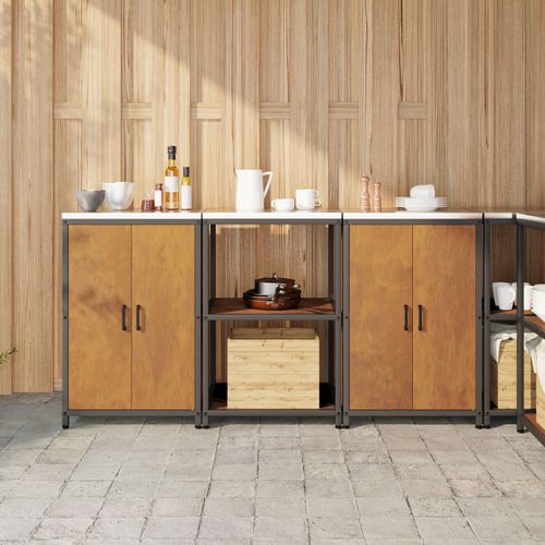 Vidaxl Ensemble De Rangement Cuisine 3 Pcs Rouill 180 X 50 X 92 Cm