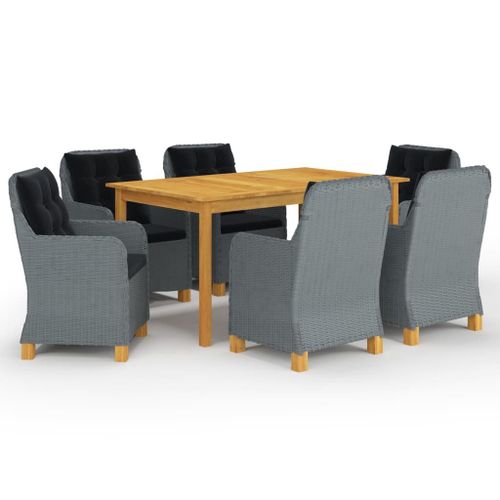 Vidaxl Ensemble De Salle  Manger De Jardin 7 Pcs Gris Clair