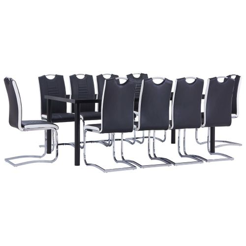 Vidaxl Ensemble De Salle  Manger 11 Pcs Similicuir Noir