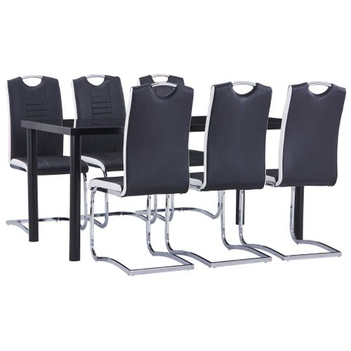 Vidaxl Ensemble De Salle  Manger 7 Pcs Similicuir Noir