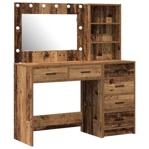Vidaxl Ensemble De Table De Maquillage  2 Pices Avec Led En Bois Ancien