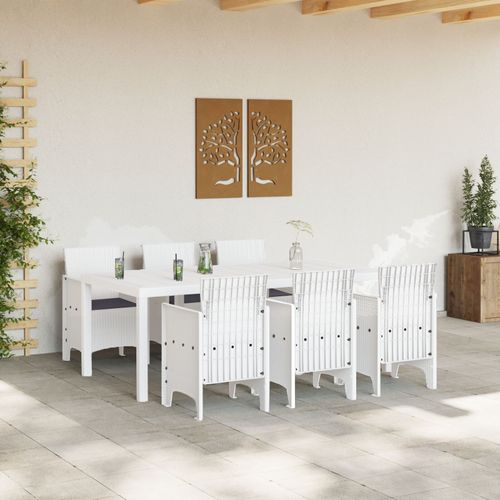 Vidaxl Ensemble Salle  Manger Jardin 7 Pices Avec Coussins Blanc Rotin Poly